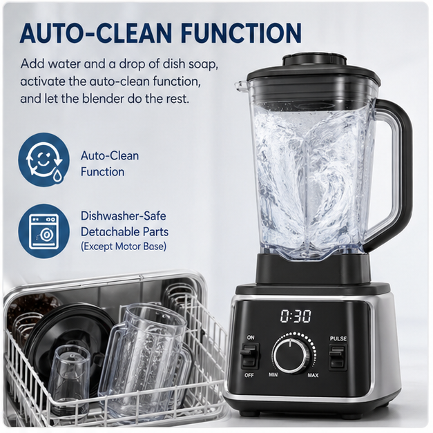 Hicloud 1800W 2-in-1 Blender and Grinder Combo, 68oz Countertop Blender with 27oz Grinding Cup, Professional High-Speed Motor