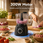 Hicloud 8‑Cup Electric Food Processor, Food Chopper & Meat Grinder for Vegetables, Meat & Nuts, 1‑Speed Plus Pulse Mode, Dishwasher‑Safe Parts