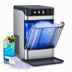 Hicloud Countertop Ice Maker, Soft Chewable Ice Maker Machine with Water Tank and Ice Scoop, 8-10 Minute First Ice, 44 lbs/24H, Silent & Auto-Cleaning, Suitable for Home/Office/Gatherings