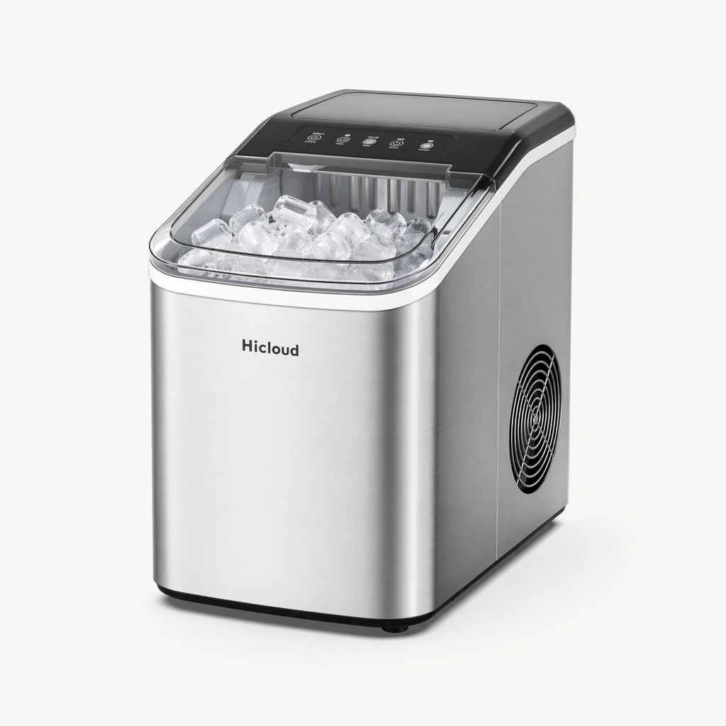 Hicloud Nugget Ice Maker, 35lbs Daily Production, First Batch in 10 Mins, Spiral Extrusion System for Restaurant-Style Ice.
