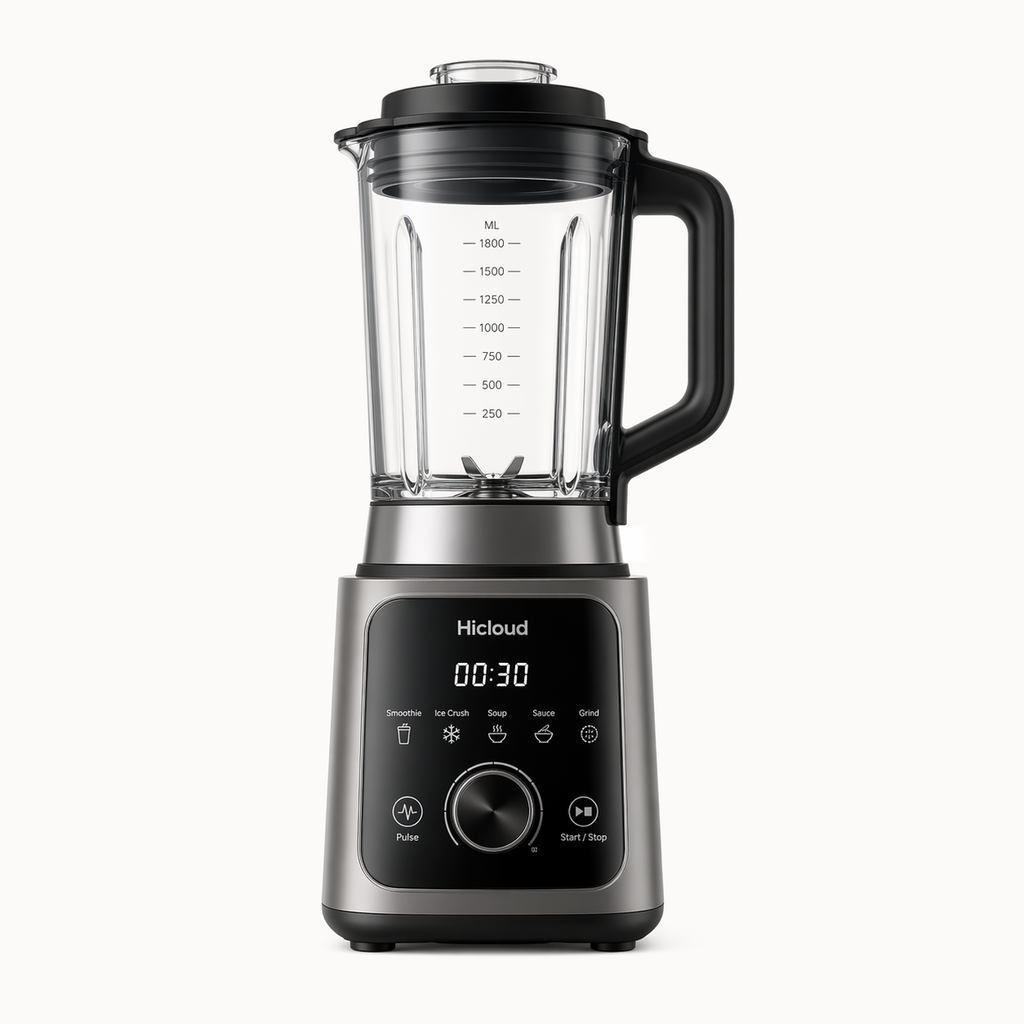 Hicloud 1200W Professional Blender, 50oz Countertop Blender with Smart Touch Control & 8-Leaf Stainless Steel Blades