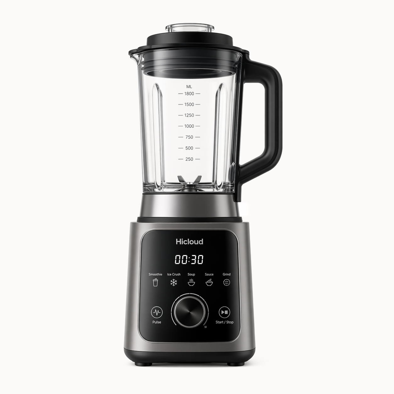 Hicloud 1200W Professional Blender, 50oz Countertop Blender with Smart Touch Control & 8-Leaf Stainless Steel Blades