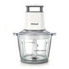 Hicloud 2-Speed Food Processor, 8 Cup Dual Bowls (Glass & Stainless Steel), Patented Top Button Control