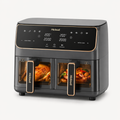 Hicloud Dual Basket Air Fryer Oven, 2-in-1 Digital Airfryer with Clear-View Windows & Sync Finish, Roast, Bake & Reheat