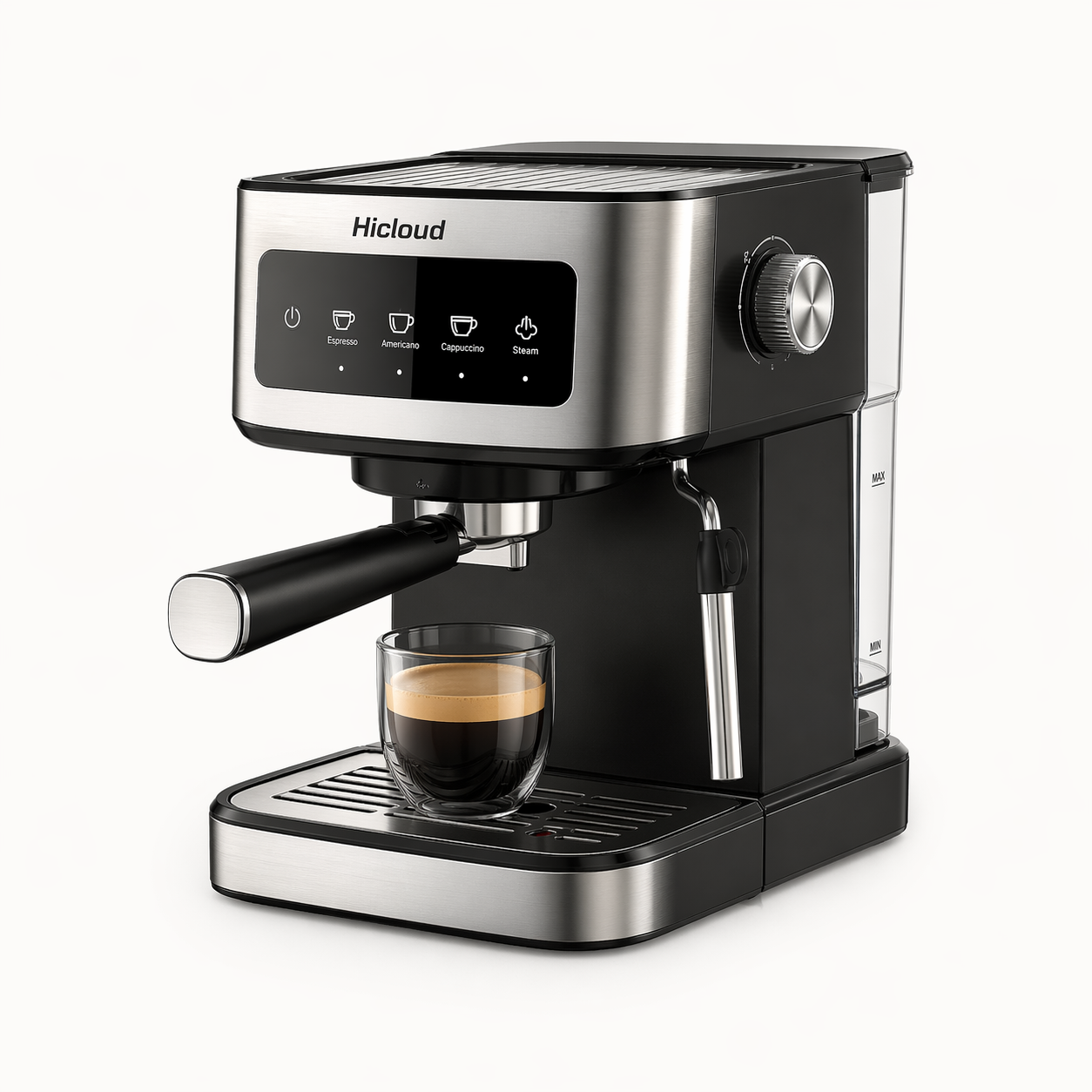 Hicloud Espresso & Cold Brew Coffee Maker, 20 Bar Pressure System, 1250W Powerful Heating, Hot & Cold Brew Modes