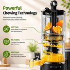 Hicloud 200W Juicer, Cold Press Juicer with 4.4" Large Feed Chute, Electronic 5-Speed Masticating Juicer Machines for Whole Vegetables & Fruits, High-yield Juice Maker, Easy Clean