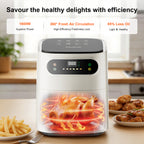 Hicloud 7.5QT Air Fryer, 1600W Multifunction Airfryer with Visible Window, Adjustable Time＆Temperature, Nonstick, 85% Less Oil