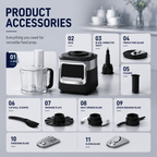 Hicloud Food Processor 12 Cup, Capable of Shredding/Cutting Strips/Slicing/Kneading Dough/Beating Eggs/Mixing, For Mincing Meat or Vegetables, 3-Speed Settings + Pulse