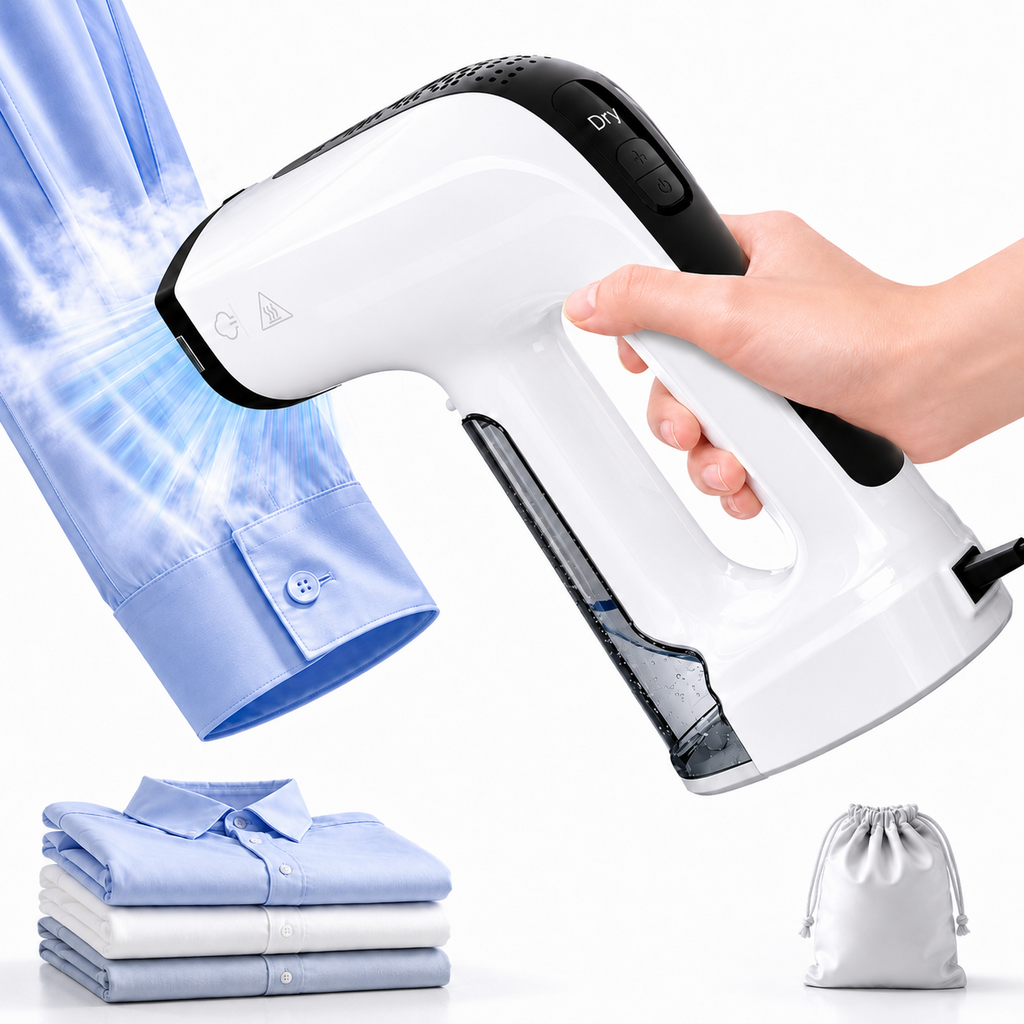 Hicloud Vacuum Steamer, Handheld Travel Garment Steamer for Clothes, 2500Pa Suction for Clothes Grips, Steaming & Ironing 2 In 1, 3 Modes