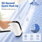 Hicloud Vacuum Steamer, Handheld Travel Garment Steamer for Clothes, 2500Pa Suction for Clothes Grips, Steaming & Ironing 2 In 1, 3 Modes