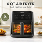 Hicloud 6QT Air Fryer with Viewing Window, 10-in-1 Compact Digital Airfryer Oven, 400°F Rapid Cooking for Fries