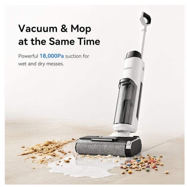 Hicloud Wet Dry Vacuum & Mop Combo, 18,000Pa Powerful Suction, 180° Lie-Flat Reach for Low Furniture