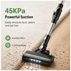 Hicloud Cordless Vacuum Cleaner, 45Kpa/45min/7-in-1 Stick Vacuum with Foldable Pole