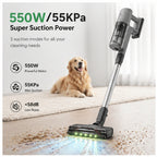 Hicloud Cordless Vacuum Cleaner 550W 55KPA 60Mins 2500mAh Lightweight Stick Vacuum Cleaner for Home Hardwood Floor Carpet Pet Hair