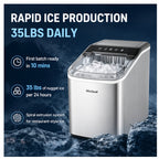 Hicloud Nugget Ice Maker, 35lbs Daily Production, First Batch in 10 Mins, Spiral Extrusion System for Restaurant-Style Ice.