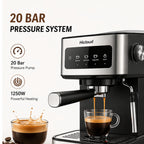 Hicloud Espresso & Cold Brew Coffee Maker, 20 Bar Pressure System, 1250W Powerful Heating, Hot & Cold Brew Modes