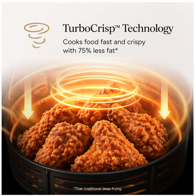 Hicloud 6qt Air Fryer with TurboCrisp Technology, 4-in-1 Compact Countertop Oven with EverGood Ceramic Nonstick Coating
