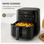 Hicloud 6QT Air Fryer with Viewing Window, 10-in-1 Compact Digital Airfryer Oven, 400°F Rapid Cooking for Fries