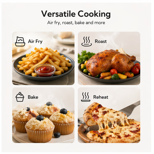 Hicloud Dual Basket Air Fryer Oven, 2-in-1 Digital Airfryer with Clear-View Windows & Sync Finish, Roast, Bake & Reheat