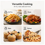 Hicloud Dual Basket Air Fryer Oven, 2-in-1 Digital Airfryer with Clear-View Windows & Sync Finish, Roast, Bake & Reheat
