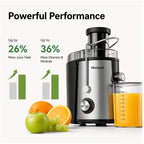 Hicloud Juicer, 3-Inch Wide Feed Chute for Whole Fruits & Vegetables, Stainless Steel Centrifugal Juicer with 2 Speeds