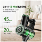 Hicloud Cordless Vacuum Cleaner, 45Kpa/45min/7-in-1 Stick Vacuum with Foldable Pole