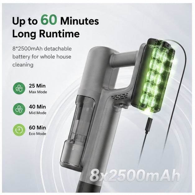 Hicloud Cordless Vacuum Cleaner 550W 55KPA 60Mins 2500mAh Lightweight Stick Vacuum Cleaner for Home Hardwood Floor Carpet Pet Hair