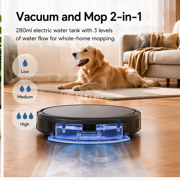 Hicloud 8000Pa Robot Vacuum and Mop Combo, Self-Emptying Robot Vacuum with Smart Mapping, 75 Days Hands-Free Cleaning