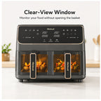 Hicloud Dual Basket Air Fryer Oven, 2-in-1 Digital Airfryer with Clear-View Windows & Sync Finish, Roast, Bake & Reheat