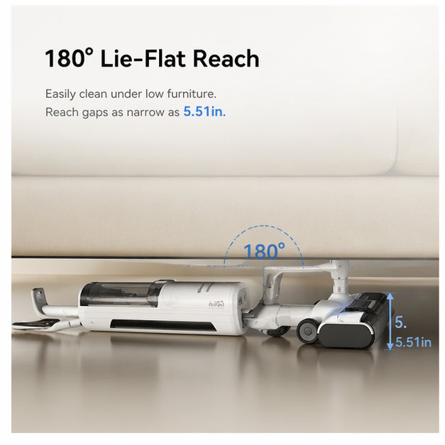 Hicloud Wet Dry Vacuum & Mop Combo, 18,000Pa Powerful Suction, 180° Lie-Flat Reach for Low Furniture