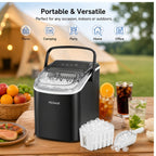 Hicloud Portable Countertop Ice Maker, 9 Bullet Ice Cubes in 6 Minutes, 26lbs Daily Output, Self-Cleaning Function