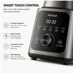 Hicloud 1200W Professional Blender, 50oz Countertop Blender with Smart Touch Control & 8-Leaf Stainless Steel Blades