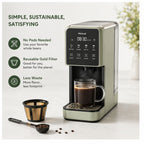 Hicloud Coffee Maker with Built-in Grinder, Sage Green, 6 Brew Sizes (6oz-16oz), 3 Strength Settings, Over Ice Brew