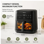 Hicloud 6QT Air Fryer with Viewing Window, 10-in-1 Compact Digital Airfryer Oven, 400°F Rapid Cooking for Fries