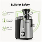 Hicloud Juicer, 3-Inch Wide Feed Chute for Whole Fruits & Vegetables, Stainless Steel Centrifugal Juicer with 2 Speeds