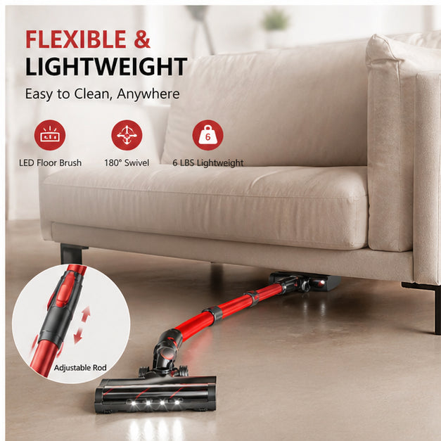 Hicloud Cordless Stick Vacuum Cleaner 45KPA Strong Suction 50Mins Lightweight for Pet Hair Home Hard Floor