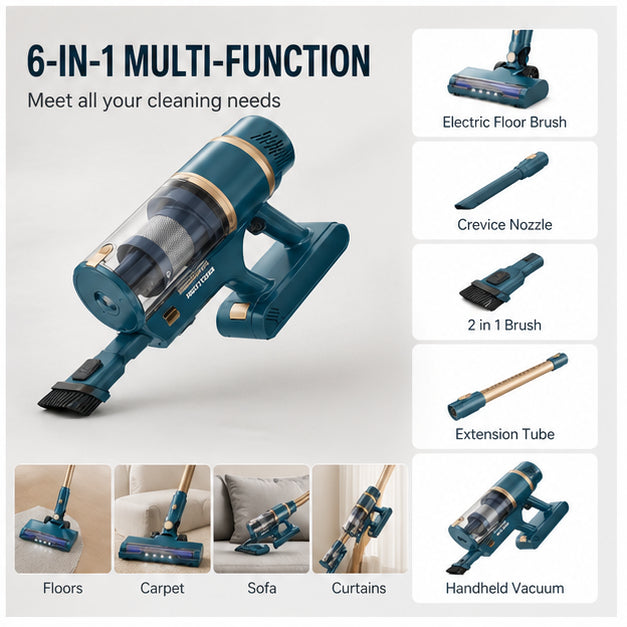 Hicloud Lightweight Cordless Vacuum Cleaner, Stick Vacuum Cleaner for Carpet & Woodfloor