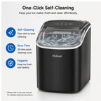 Hicloud Portable Countertop Ice Maker, 9 Bullet Ice Cubes in 6 Minutes, 26lbs Daily Output, Self-Cleaning Function
