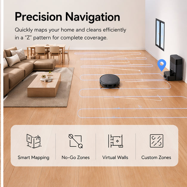 Hicloud 8000Pa Robot Vacuum and Mop Combo, Self-Emptying Robot Vacuum with Smart Mapping, 75 Days Hands-Free Cleaning