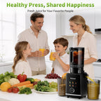 Hicloud 200W Juicer, Cold Press Juicer with 4.4" Large Feed Chute, Electronic 5-Speed Masticating Juicer Machines for Whole Vegetables & Fruits, High-yield Juice Maker, Easy Clean