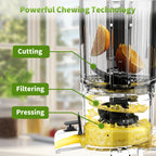 Hicloud 200W Juicer, Cold Press Juicer with 4.4" Large Feed Chute, Electronic 5-Speed Masticating Juicer Machines for Whole Vegetables & Fruits, High-yield Juice Maker, Easy Clean