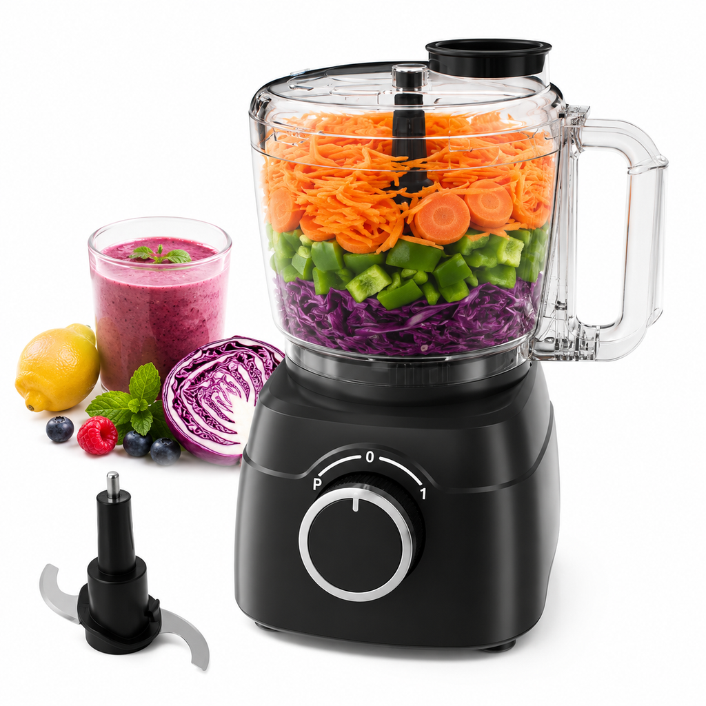 Hicloud 8‑Cup Electric Food Processor, Food Chopper & Meat Grinder for Vegetables, Meat & Nuts, 1‑Speed Plus Pulse Mode, Dishwasher‑Safe Parts