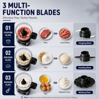 Hicloud Food Processor 12 Cup, Capable of Shredding/Cutting Strips/Slicing/Kneading Dough/Beating Eggs/Mixing, For Mincing Meat or Vegetables, 3-Speed Settings + Pulse