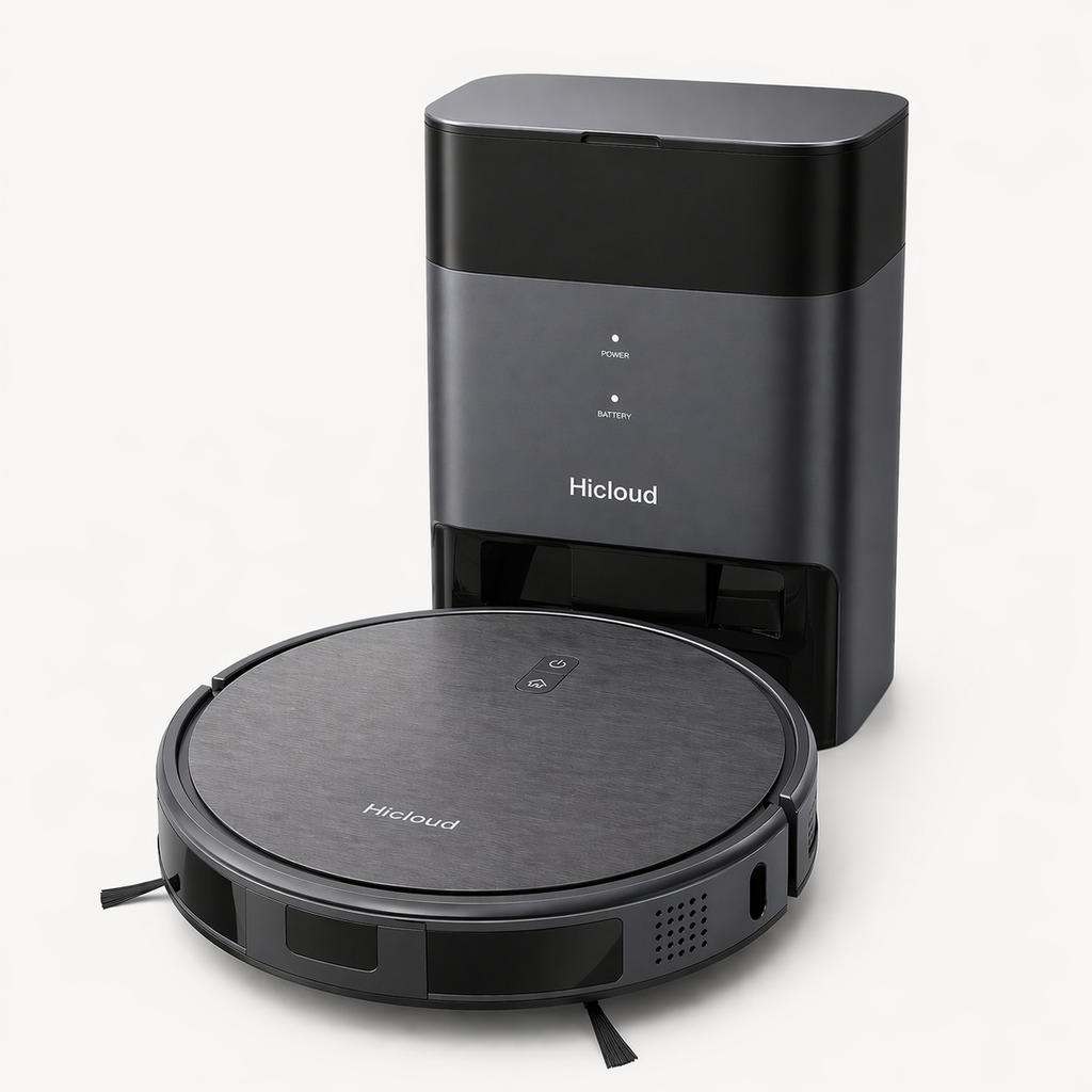 Hicloud 8000Pa Robot Vacuum and Mop Combo, Self-Emptying Robot Vacuum with Smart Mapping, 75 Days Hands-Free Cleaning